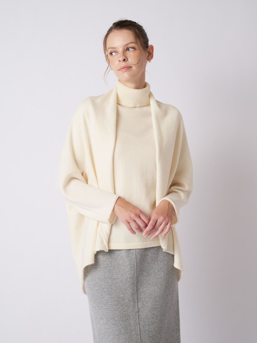 Cashmere draped knit cardigan