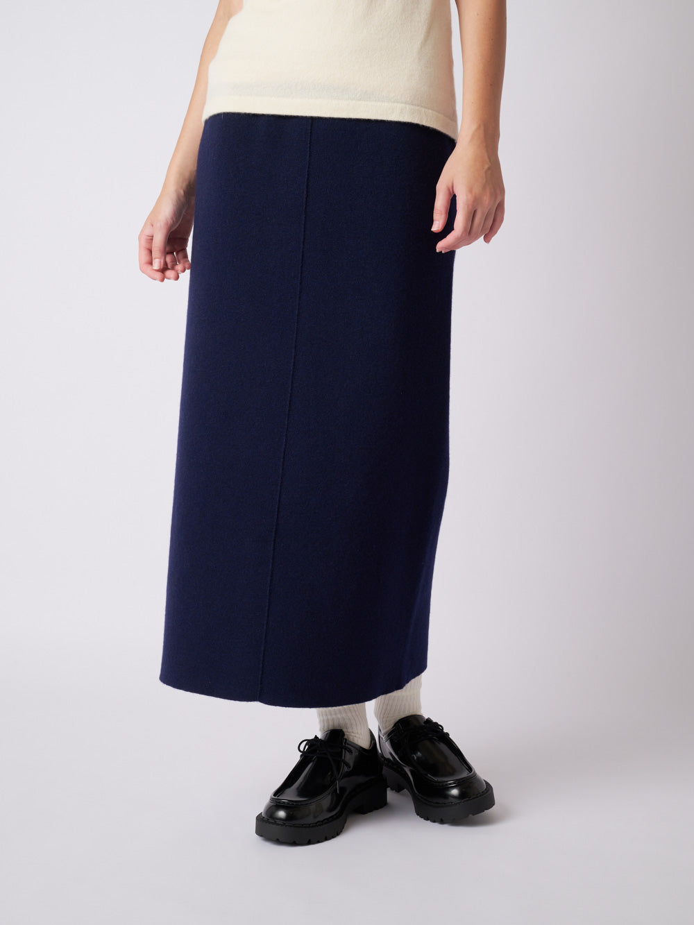 Cashmere milano rib knit skirt