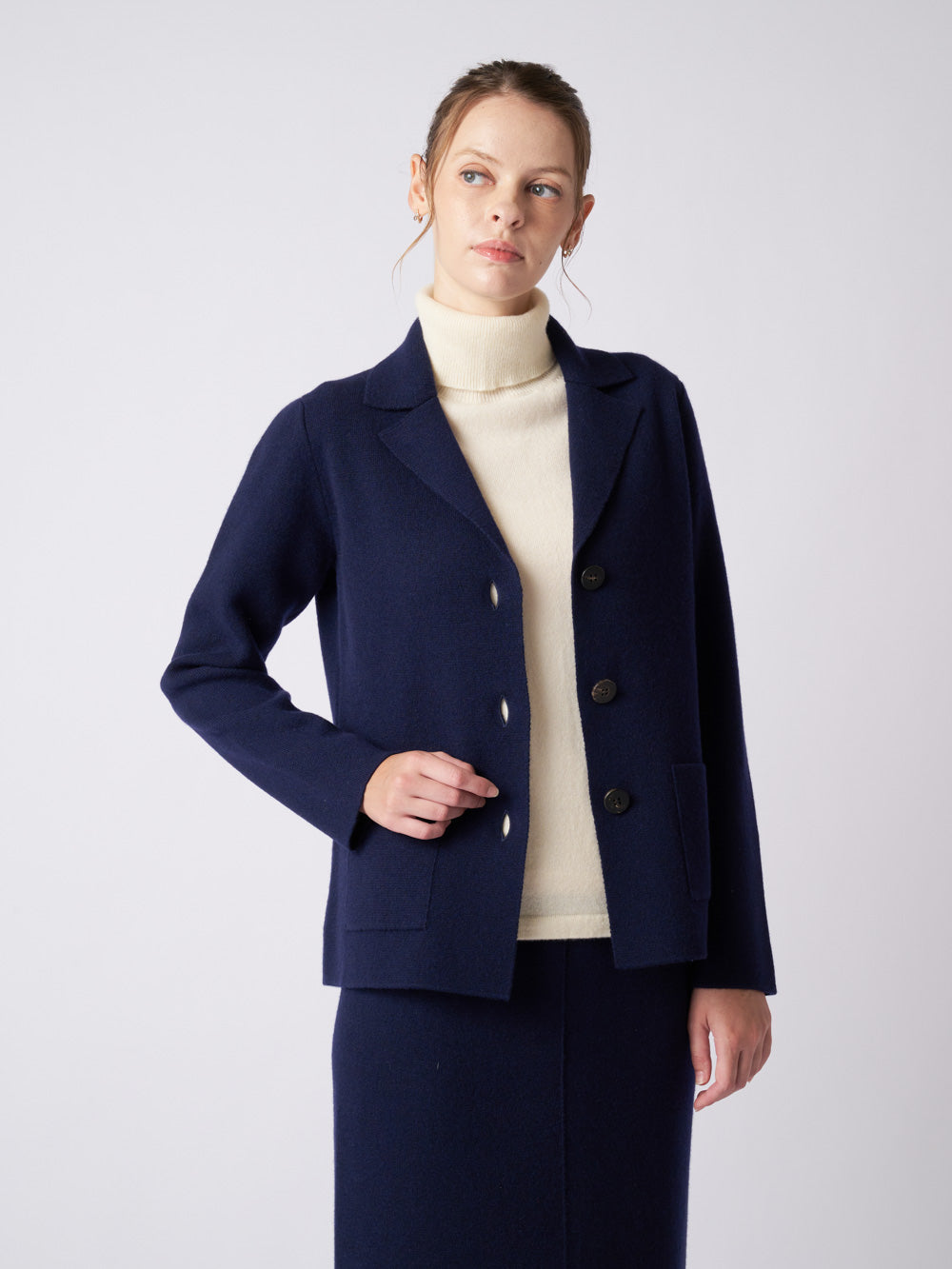 Cashmere milano rib tailored knit jacket