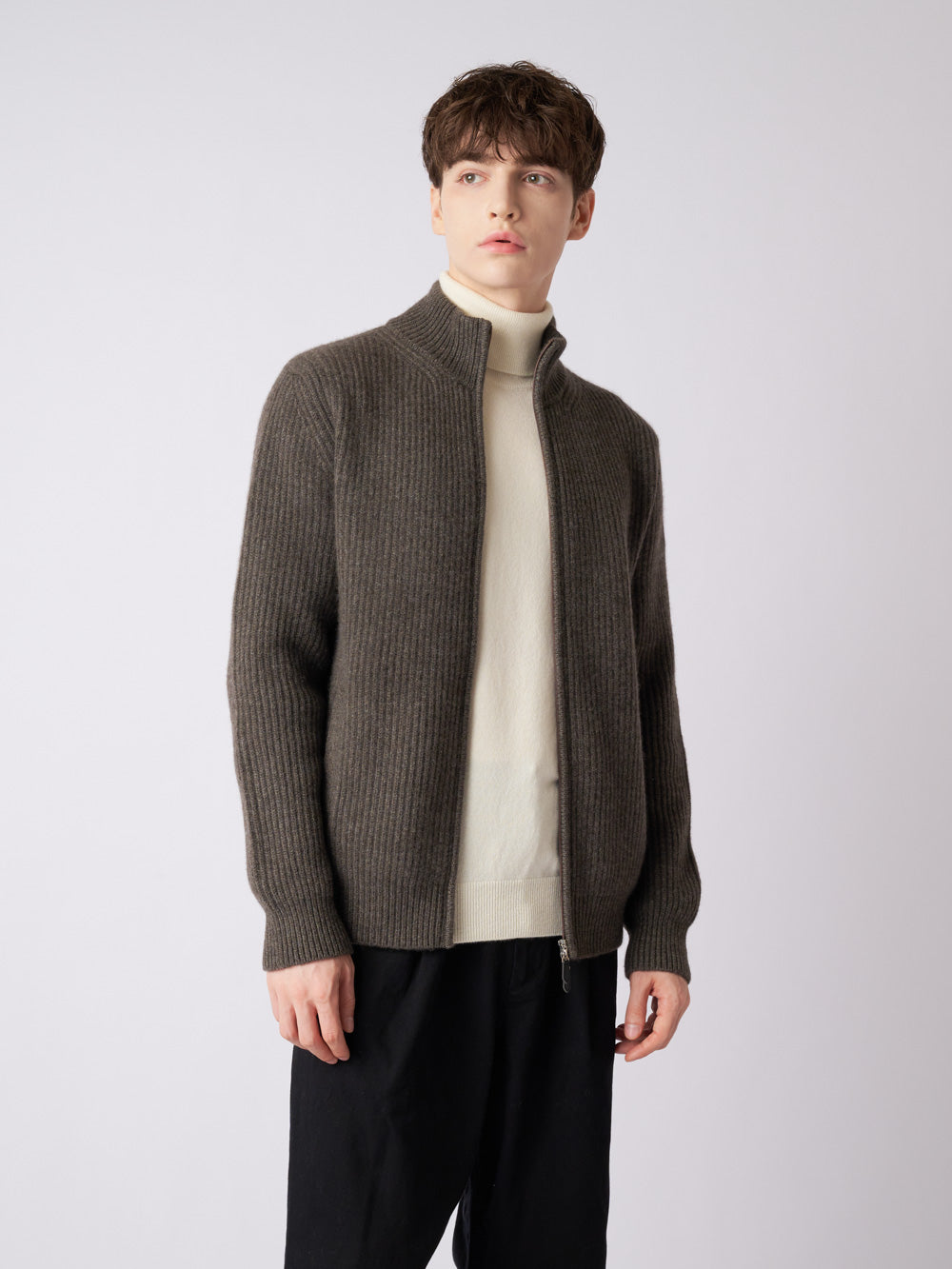 Cashmere fullcardigan full-zip jacket