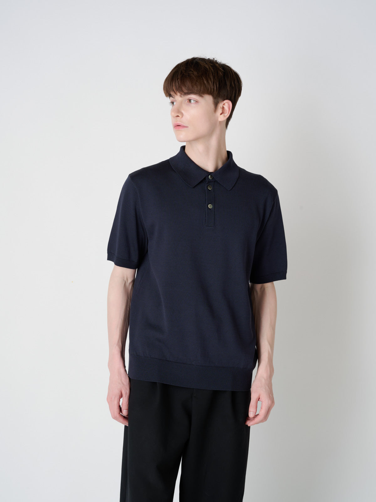 Washable Silk polo-collar sweater|Men