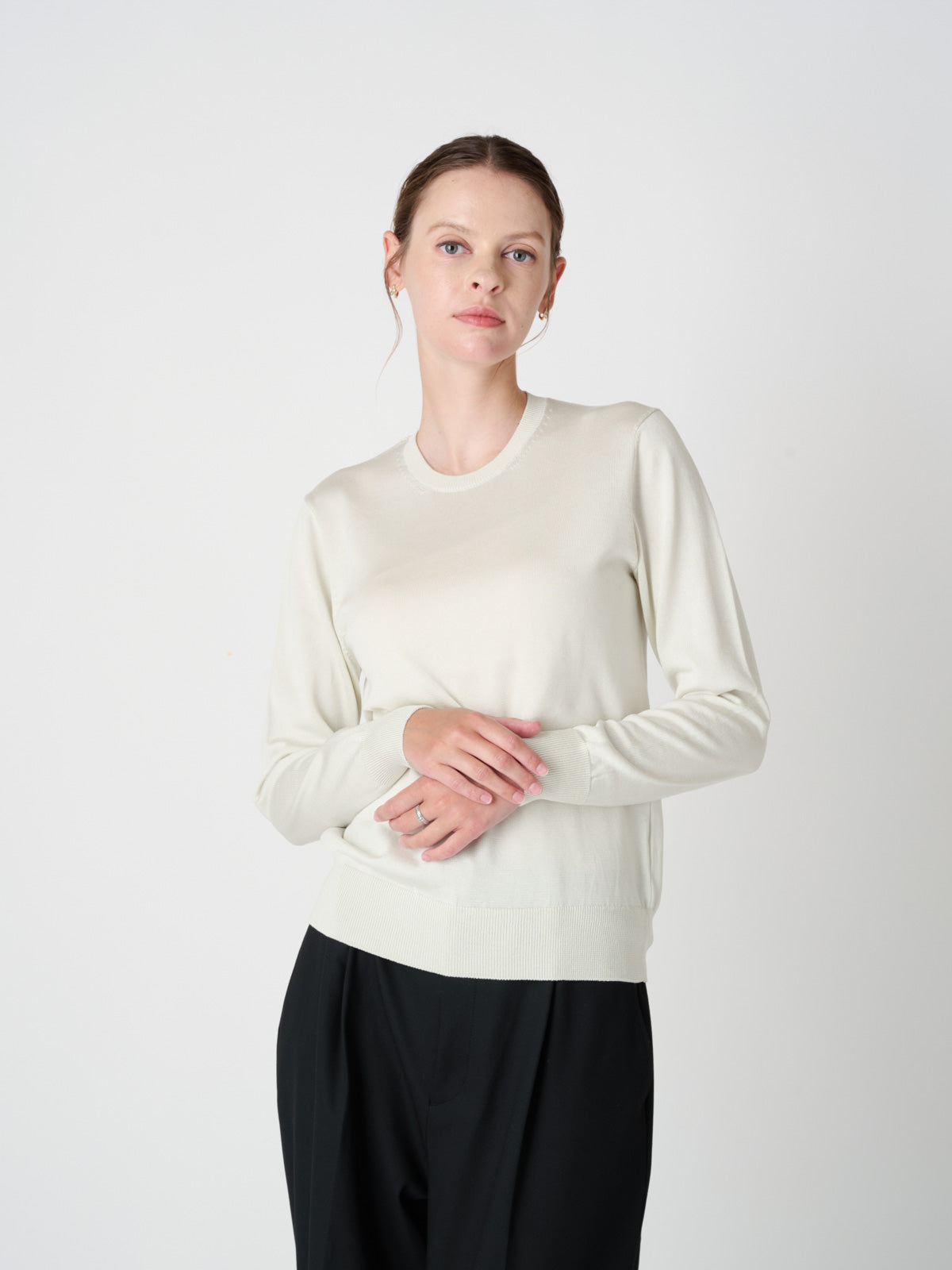 Washable Silk crewneck sweater|Women