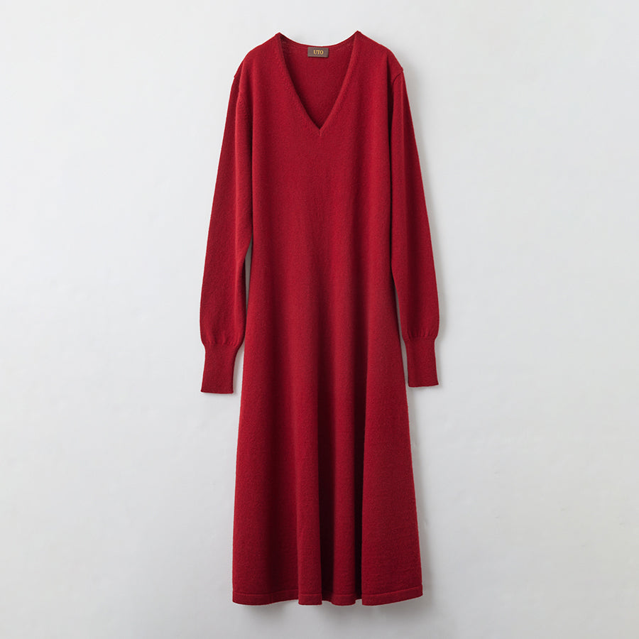 Personalized custom order of women's Japanese luxury cashmere knit v-neck dress