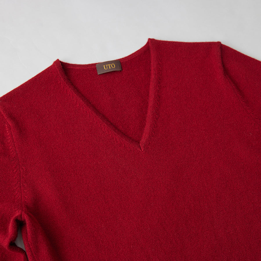 Personalized custom order of women's Japanese luxury cashmere knit v-neck dress