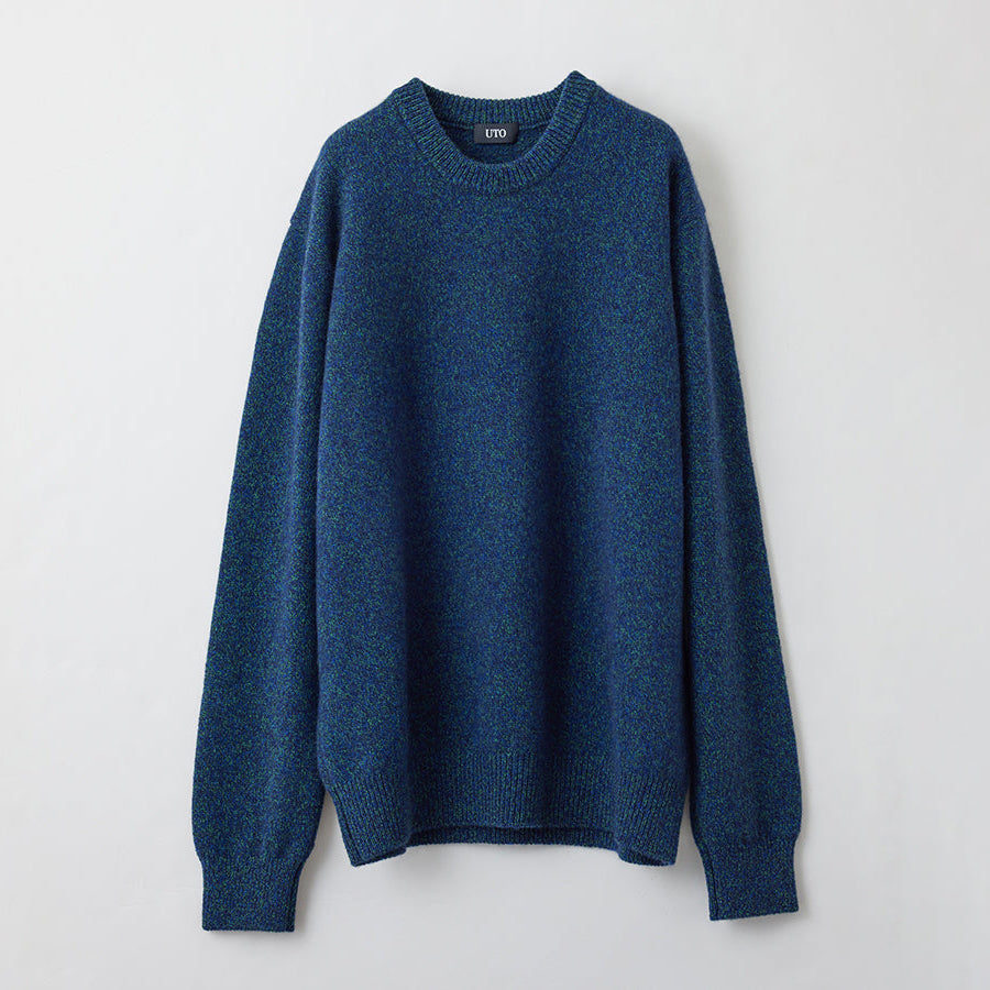 Personalized custom order of men's Japanese luxury cashmere knit melange crew-neck sweater