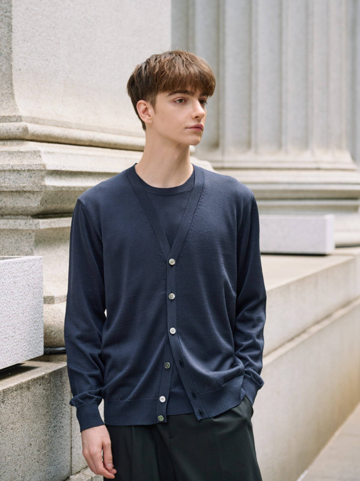 Washable Silk cardigan|Men