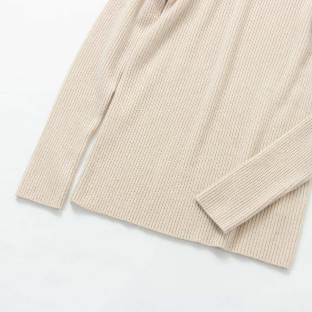 羊绒罗纹针织高领毛衣