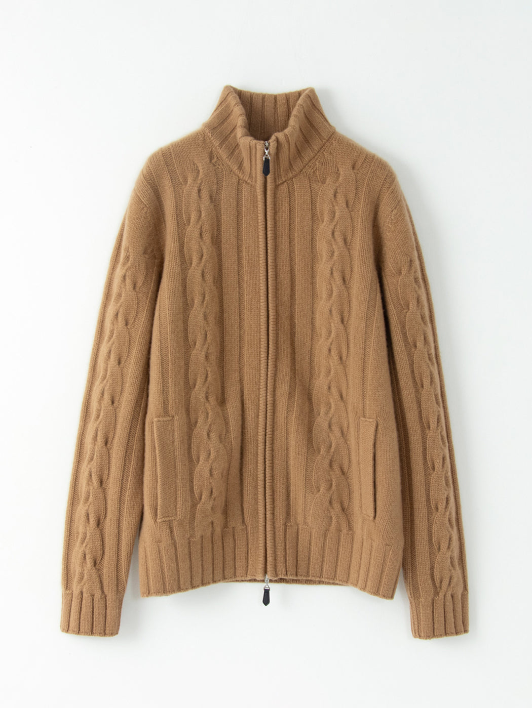 Cashmere cable full-zip jacket