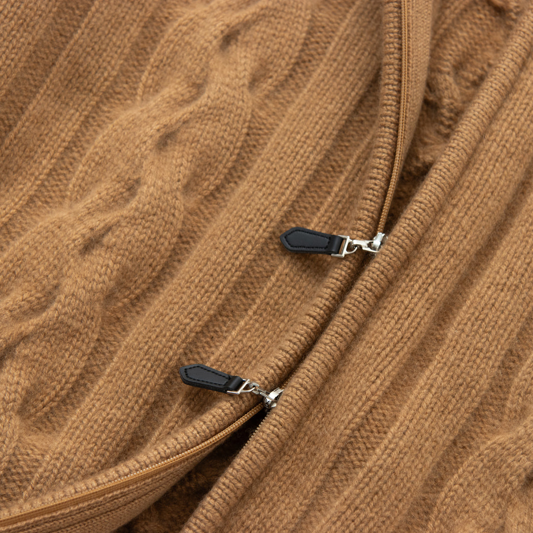 Cashmere cable full-zip jacket