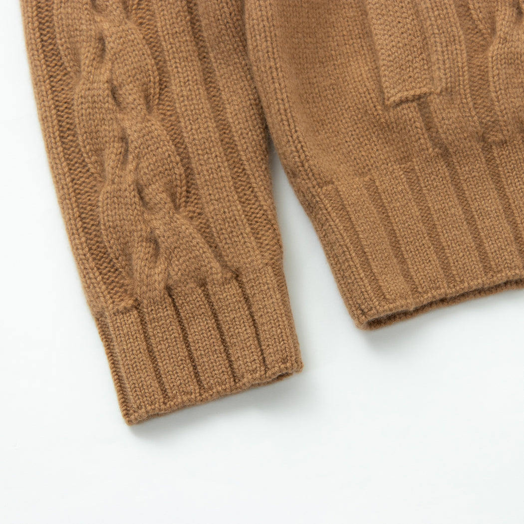 Cashmere cable full-zip jacket