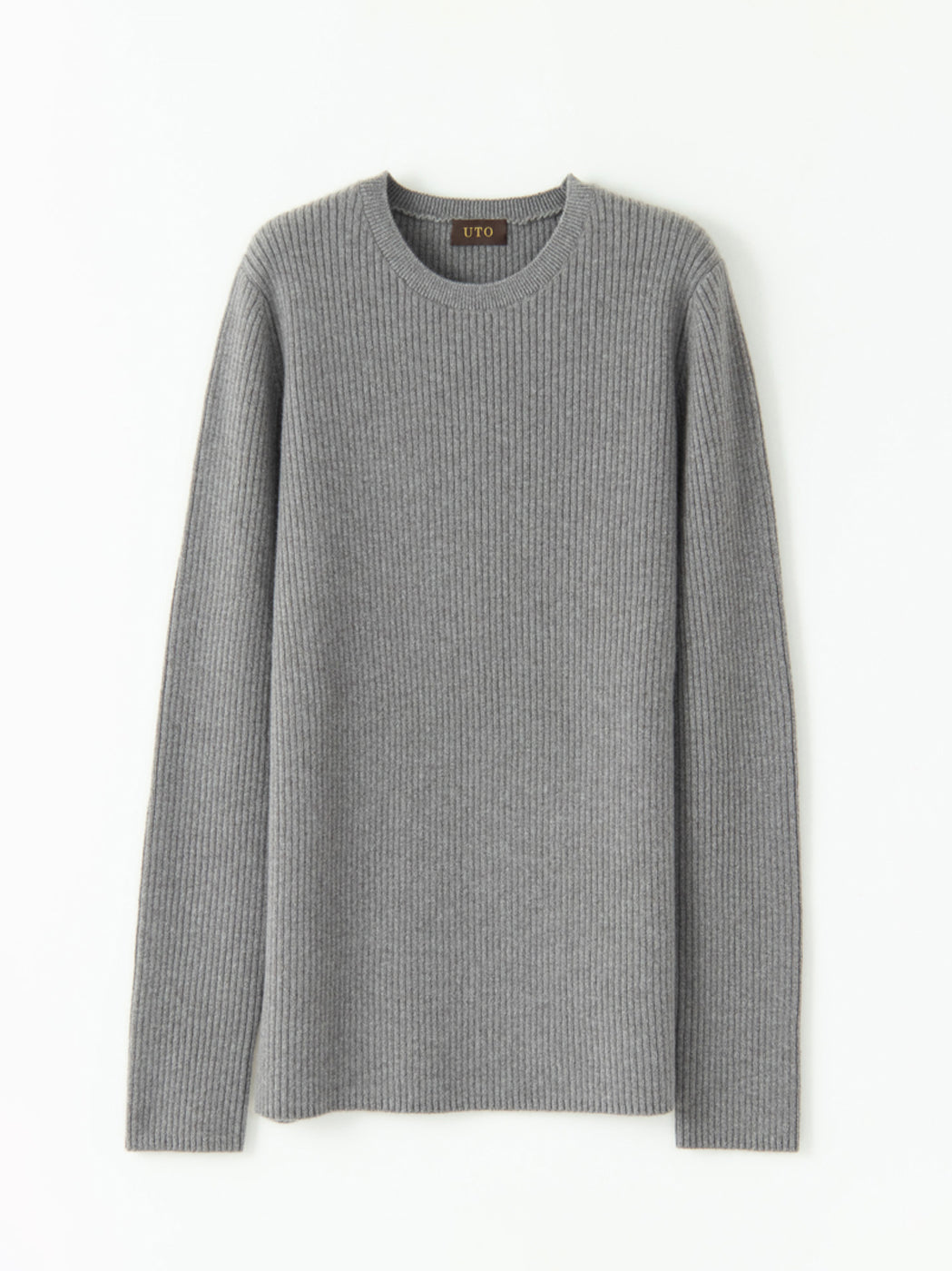 Cashmere rib knit crew-neck sweater