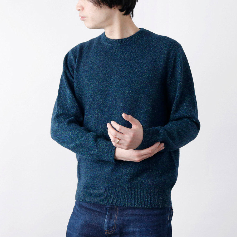 Personalized custom order of men's Japanese luxury cashmere knit melange crew-neck sweater
