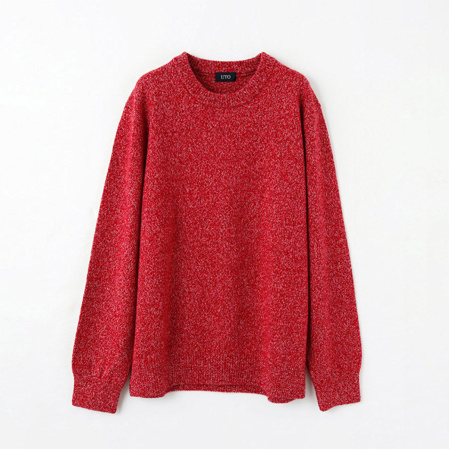 Personalized custom order of men's Japanese luxury cashmere knit melange crew-neck sweater