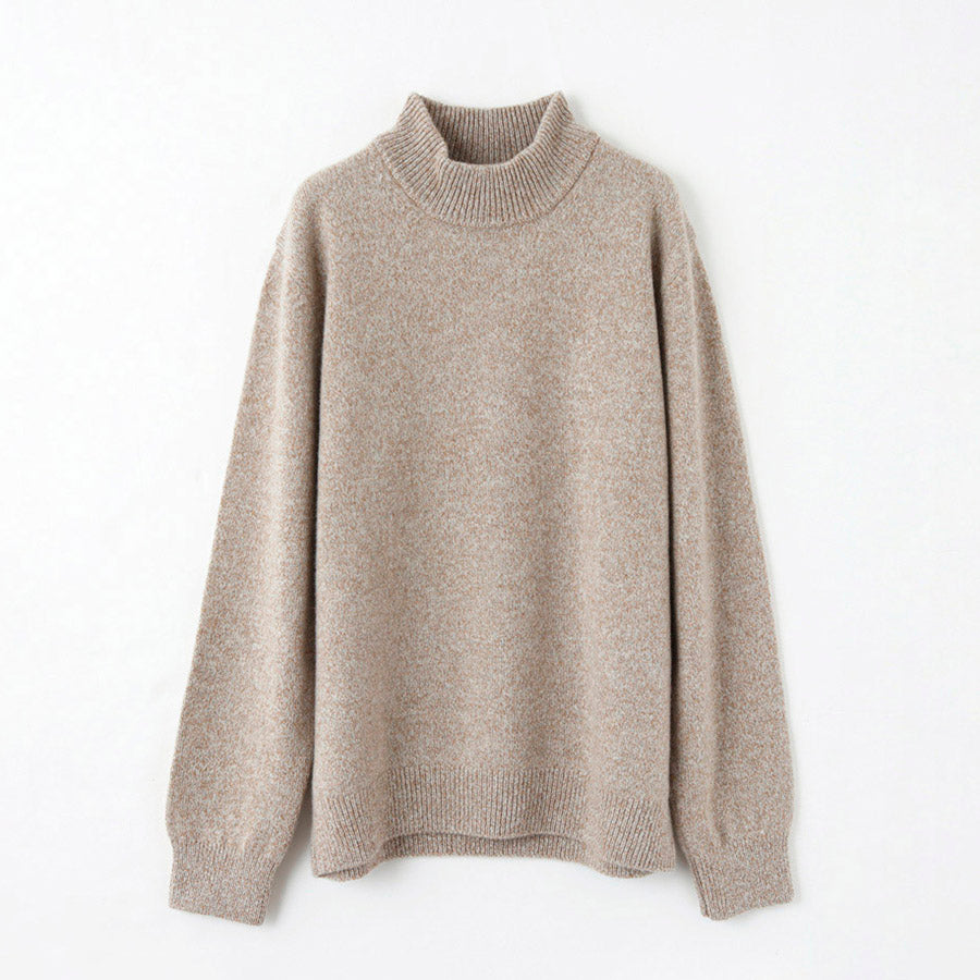 Personalized custom order of men's Japanese luxury cashmere knit melange high-necked sweater