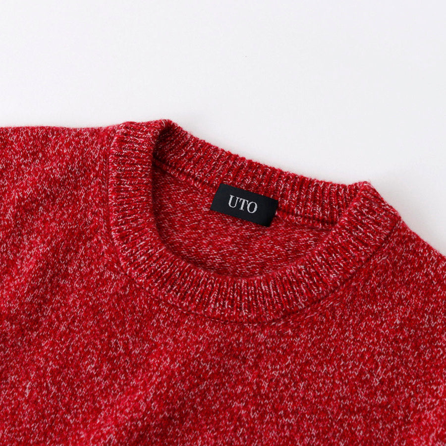 Personalized custom order of men's Japanese luxury cashmere knit melange crew-neck sweater