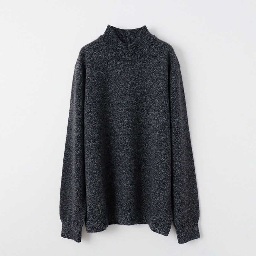 Personalized custom order of men's Japanese luxury cashmere knit melange high-necked sweater