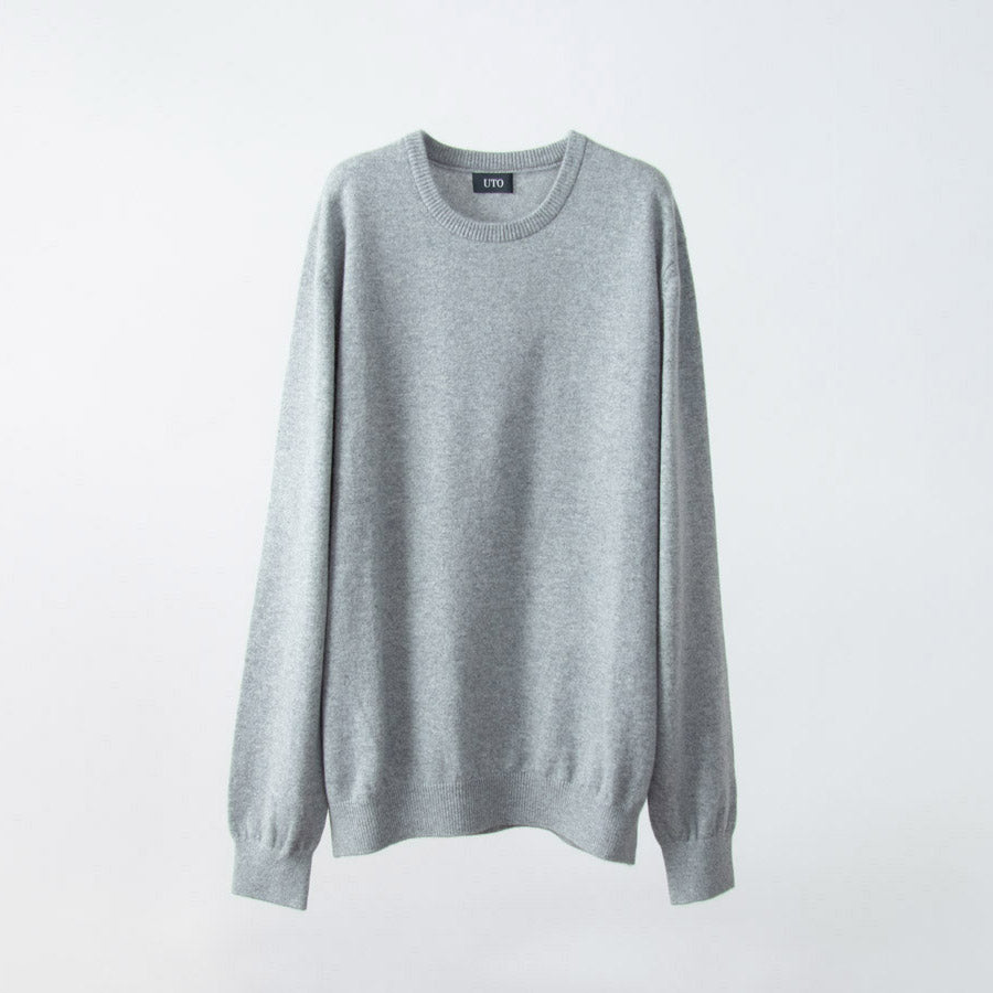 Personalized custom order of men's Japanese luxury baby cashmere knit crew-neck sweater