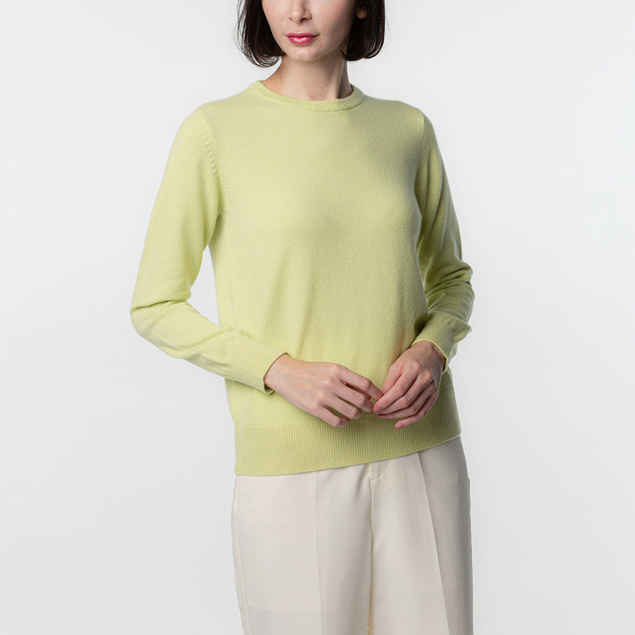 Personalized custom order of women's Japanese luxury cashmere knit crew-neck sweater