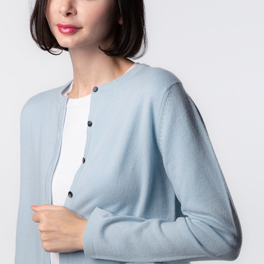 Personalized custom order of women's Japanese luxury cashmere knit crew-neck cardigan