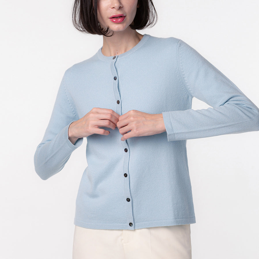 Personalized custom order of women's Japanese luxury cashmere knit crew-neck cardigan