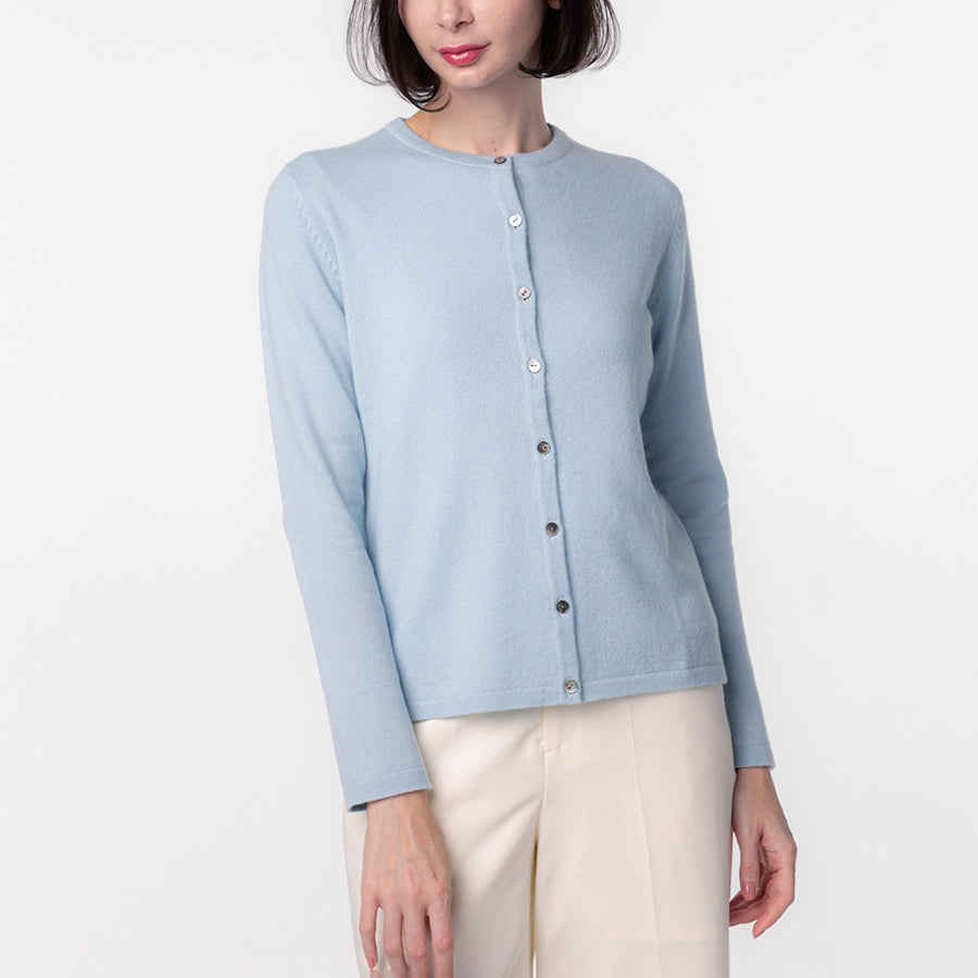 Personalized custom order of women's Japanese luxury cashmere knit crew-neck cardigan