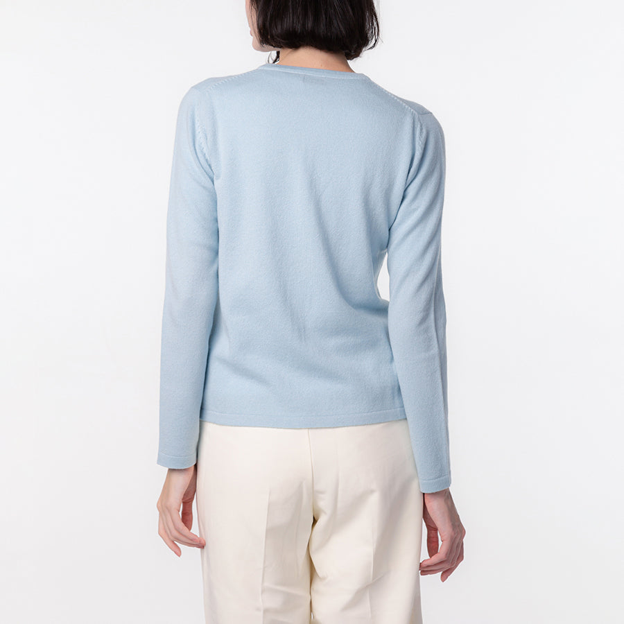 Personalized custom order of women's Japanese luxury cashmere knit crew-neck cardigan