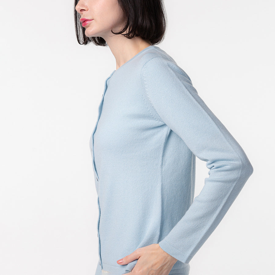 Personalized custom order of women's Japanese luxury cashmere knit crew-neck cardigan
