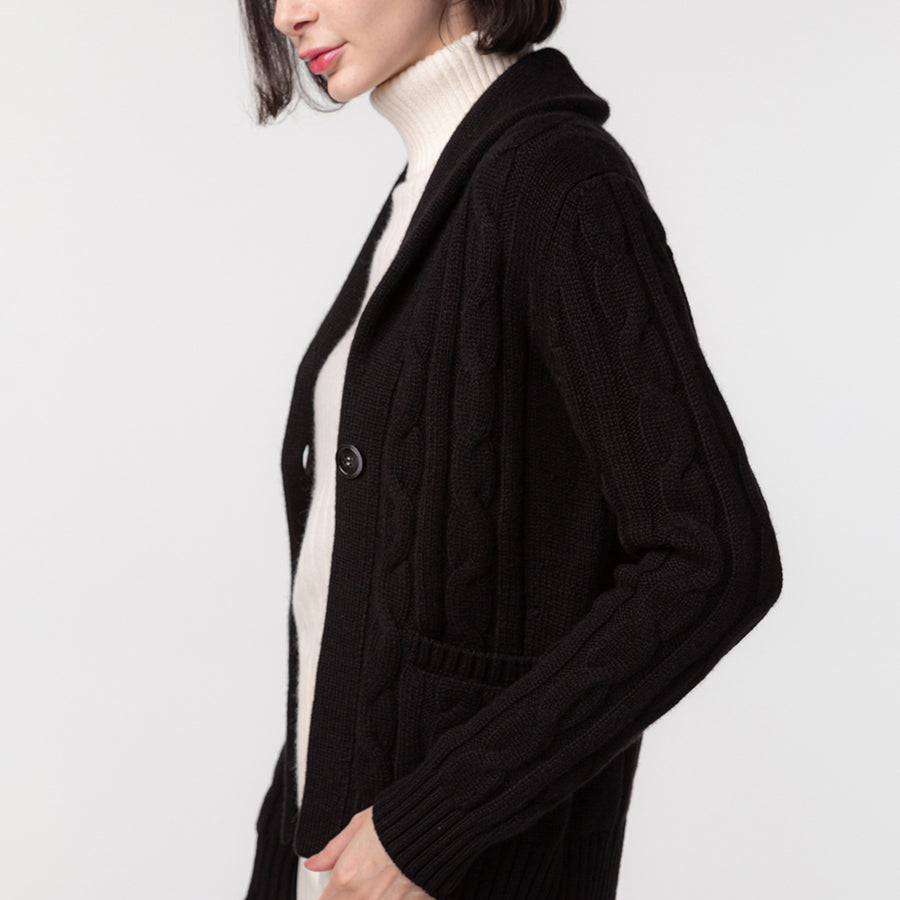 Personalized custom order of women's Japanese luxury cashmere knit cable cardigan