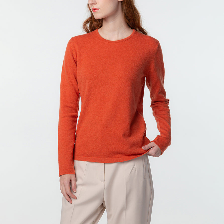 Personalized custom order of women's Japanese luxury cashmere knit crew-neck sweater