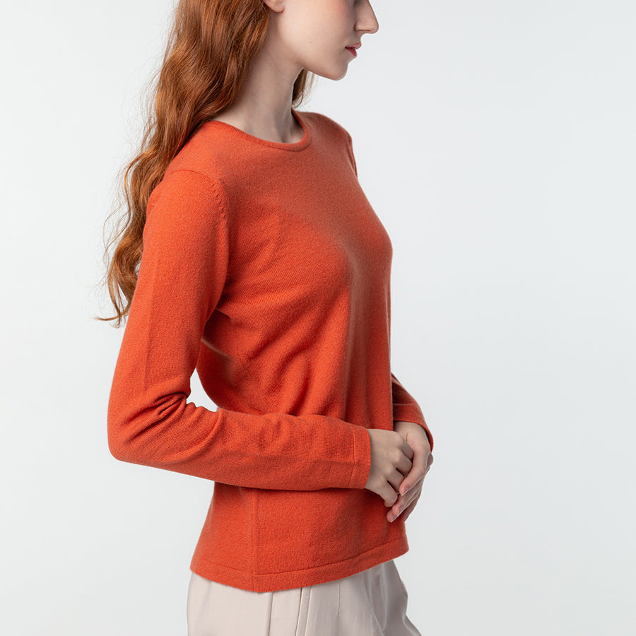 Personalized custom order of women's Japanese luxury cashmere knit crew-neck sweater