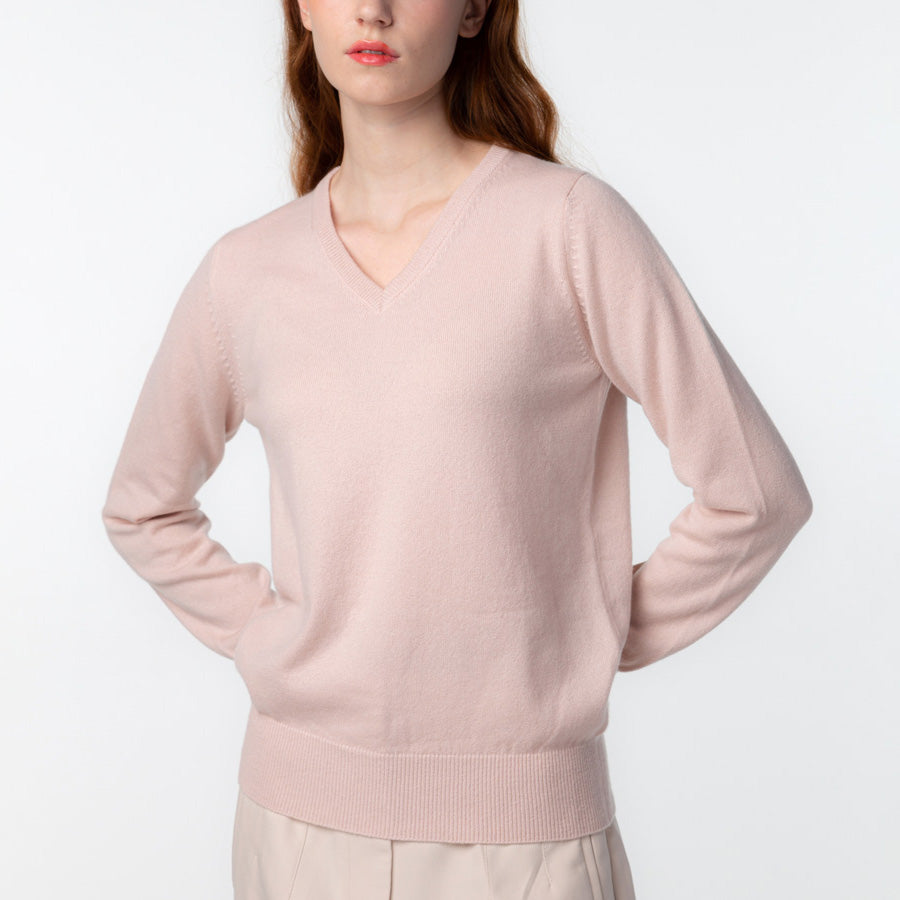 Personalized custom order of women's Japanese luxury cashmere knit v-neck sweater