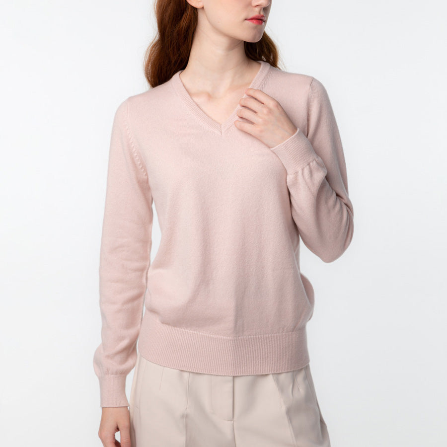 Personalized custom order of women's Japanese luxury cashmere knit v-neck sweater