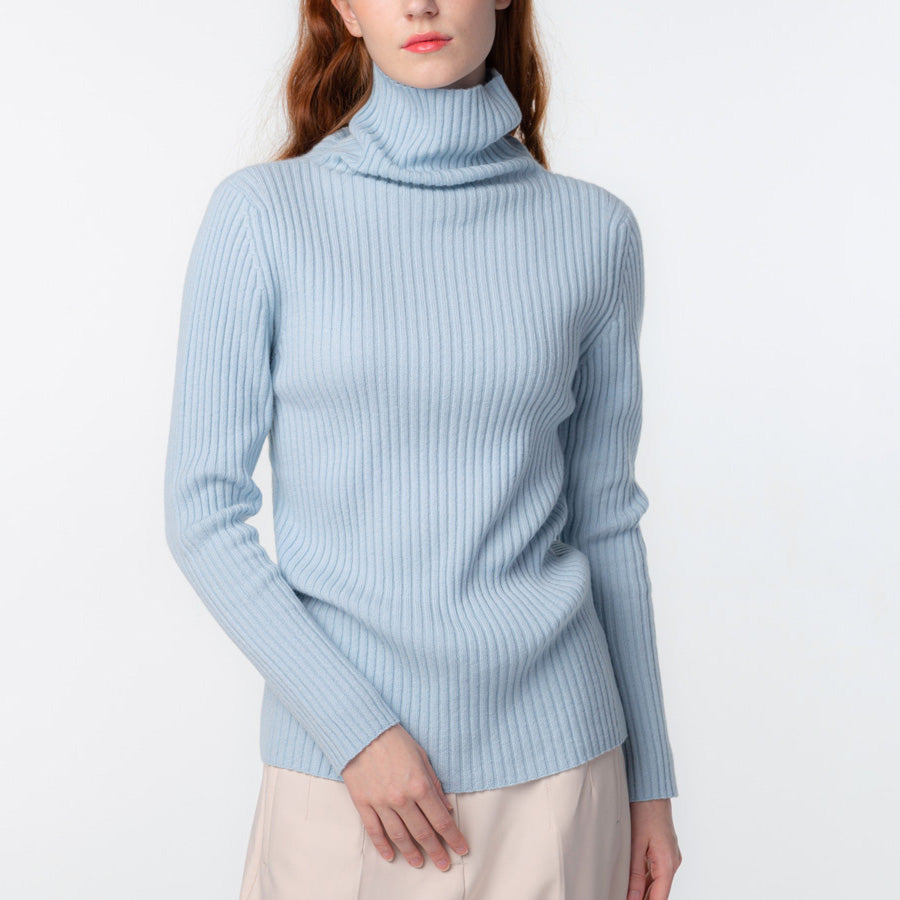 Personalized custom order of women's Japanese luxury cashmere knit rib turtleneck sweater