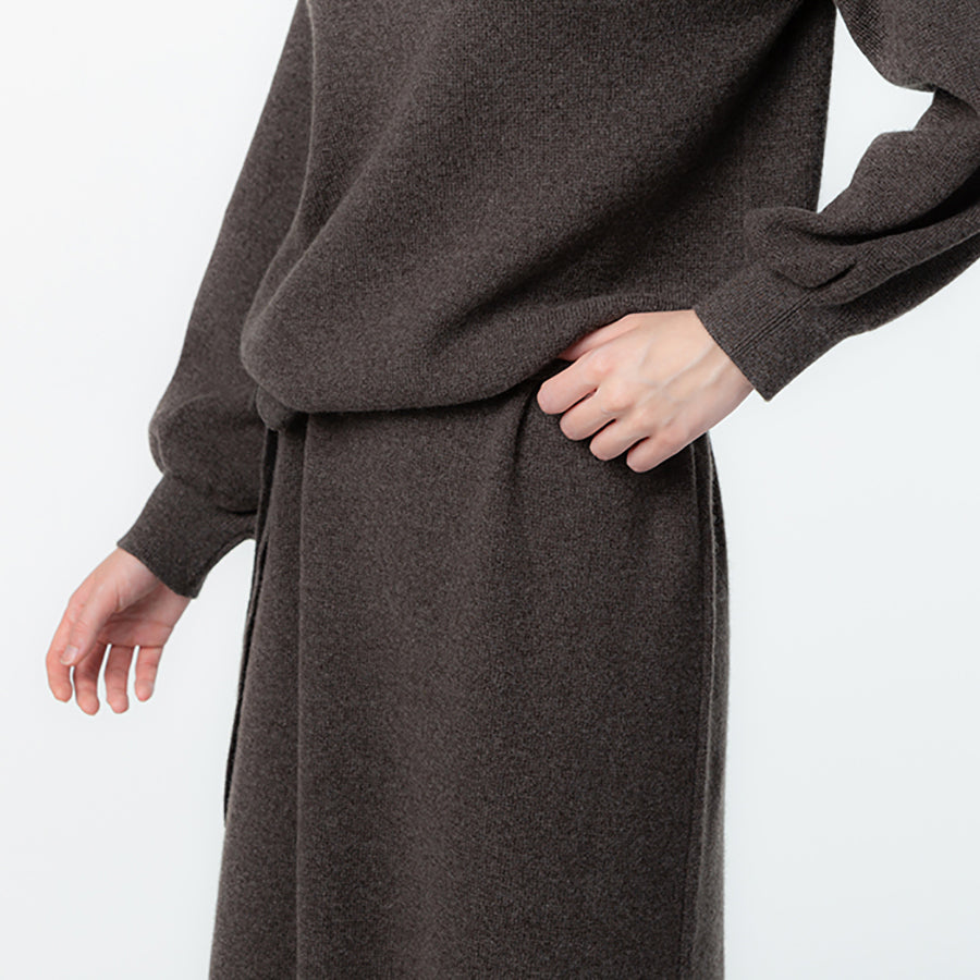 Personalized custom order of women's Japanese luxury cashmere knit milano-rib turtleneck dress