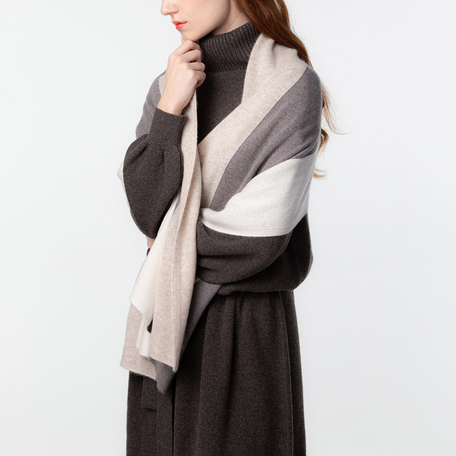 Personalized custom order of women's Japanese luxury cashmere knit stripe stole