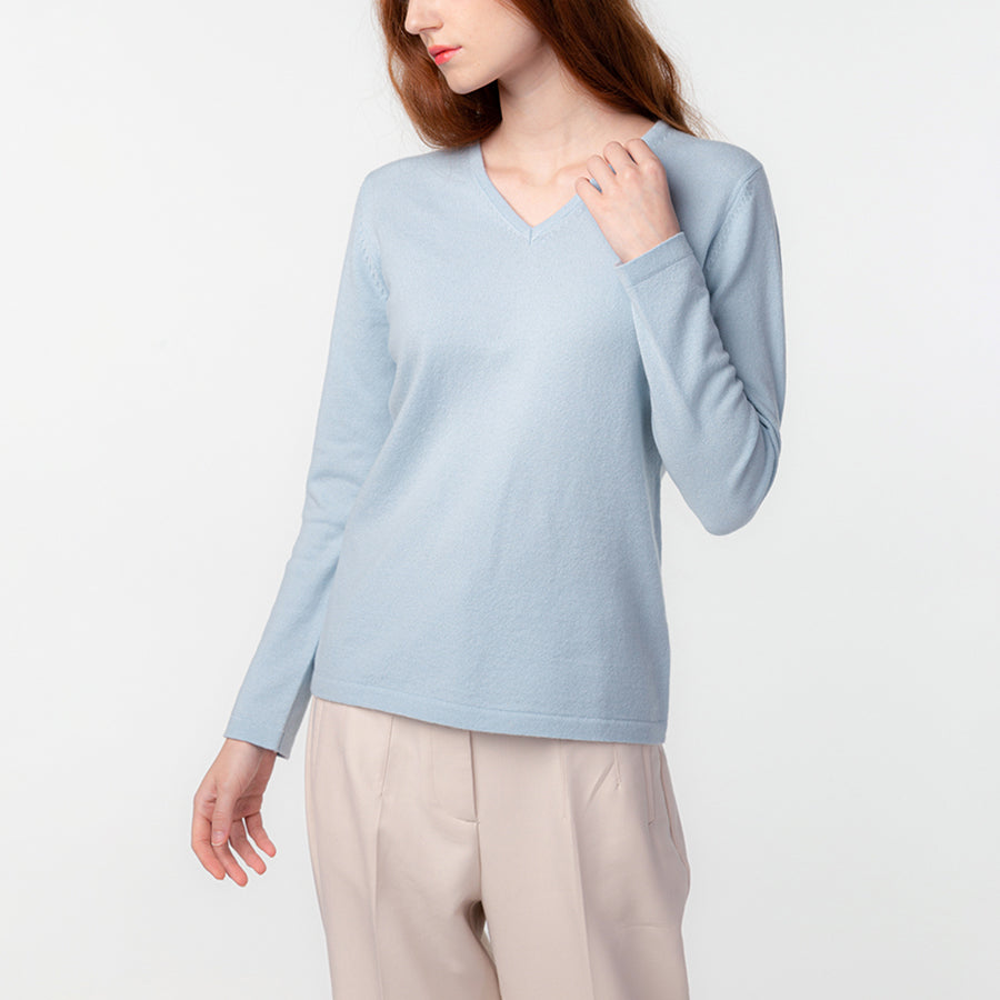 Personalized custom order of women's Japanese luxury cashmere knit v-neck sweater