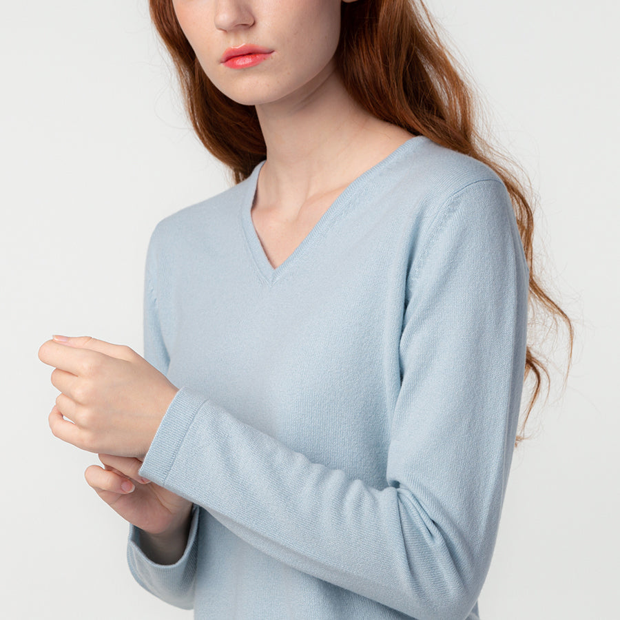 Personalized custom order of women's Japanese luxury cashmere knit v-neck sweater