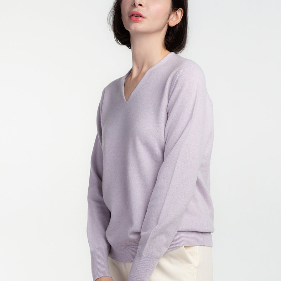 Personalized custom order of women's Japanese luxury cashmere knit v-neck sweater