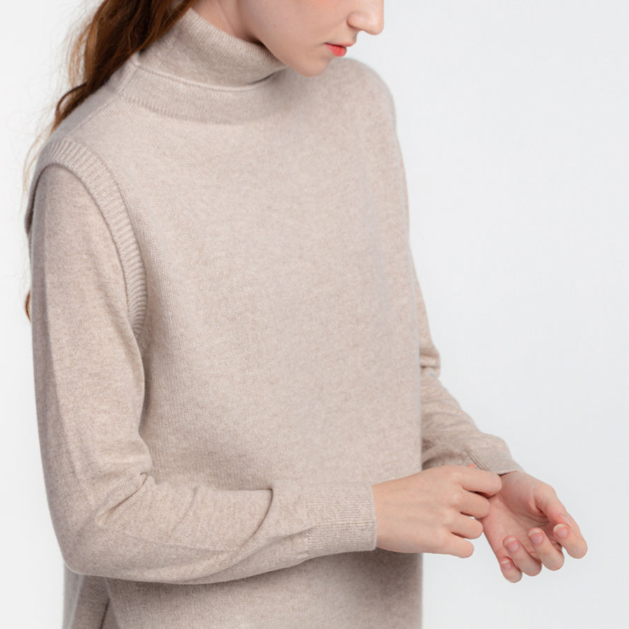 Personalized custom order of women's Japanese luxury cashmere knit bottleneck vest