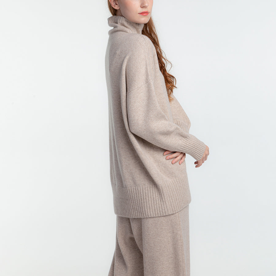 Personalized custom order of women's Japanese luxury cashmere knit turtleneck long top