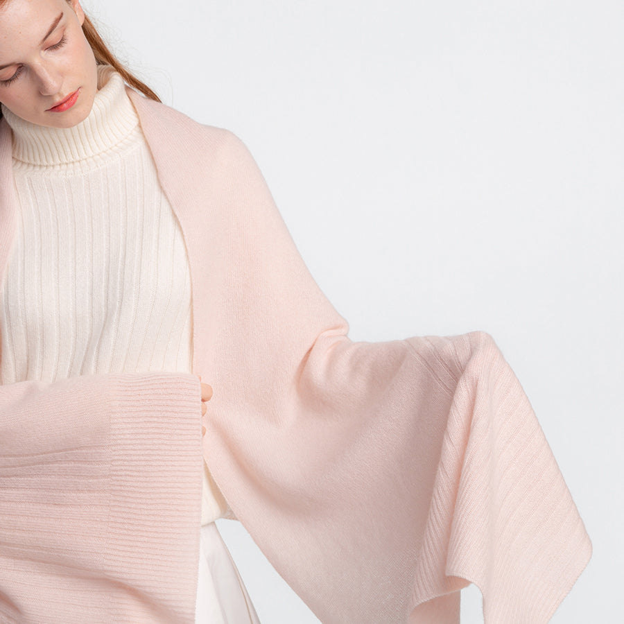 Personalized custom order of women's Japanese luxury cashmere knit rib stole