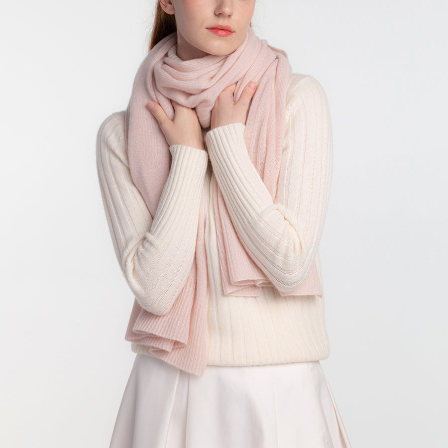 Personalized custom order of women's Japanese luxury cashmere knit rib stole