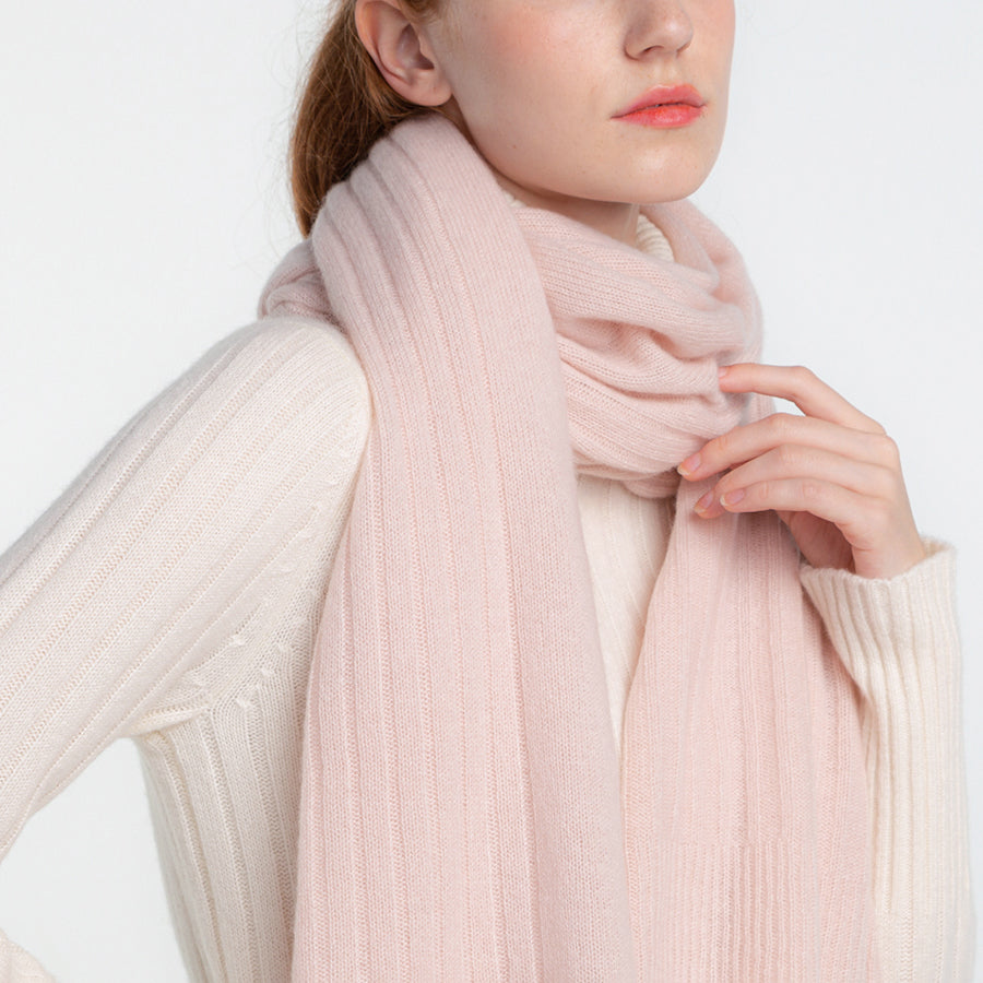 Personalized custom order of women's Japanese luxury cashmere knit rib stole