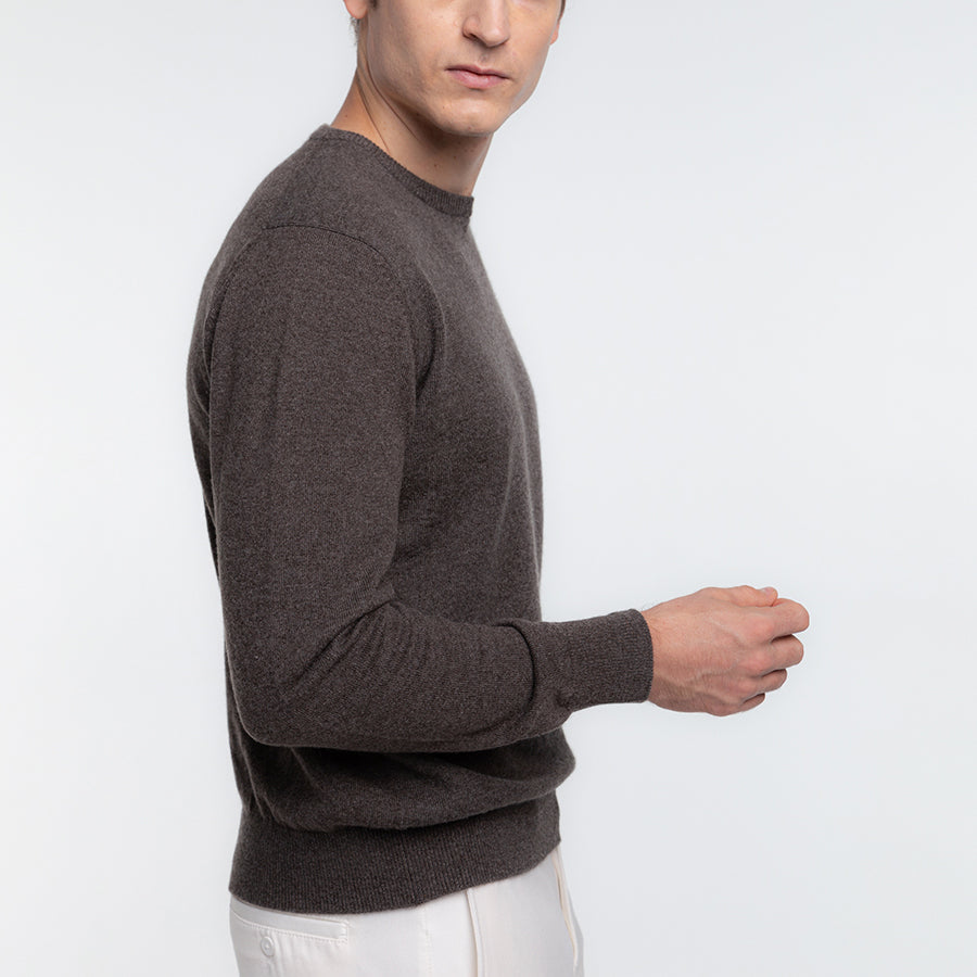 Personalized custom order of men's Japanese luxury cashmere knit crew-neck sweater