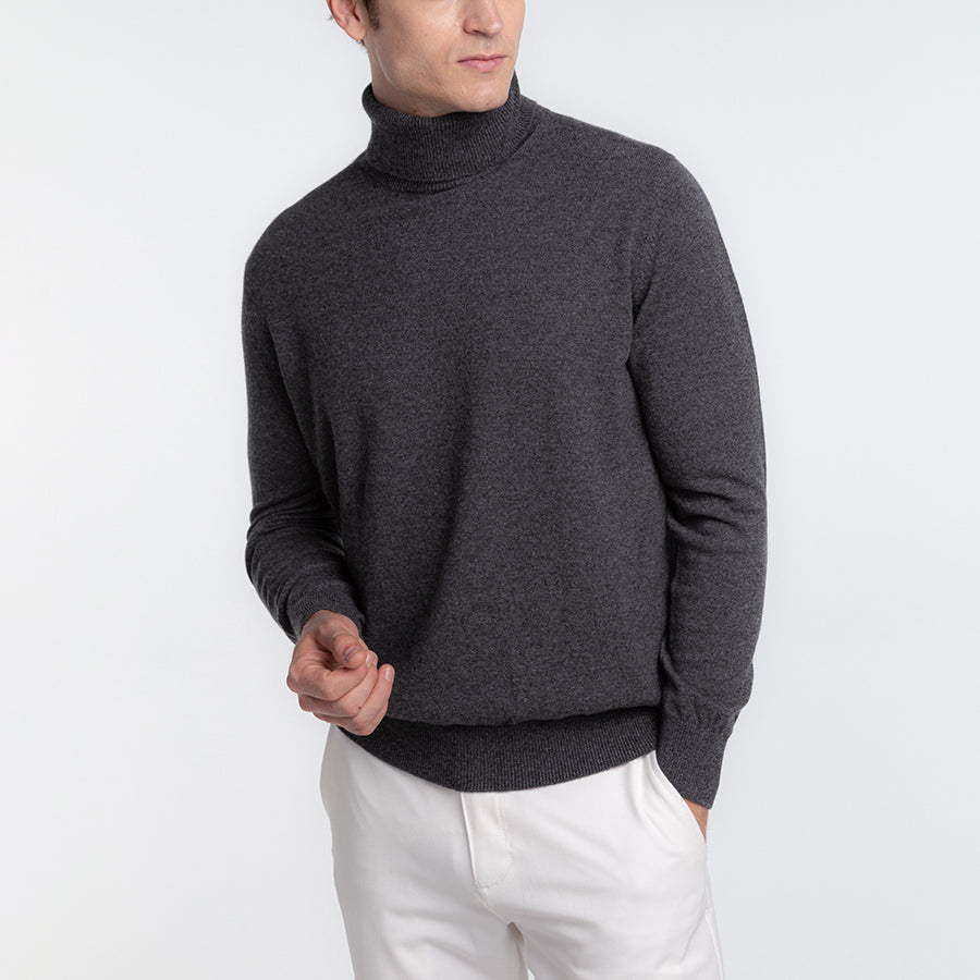 Personalized custom order of men's Japanese luxury cashmere knit turtleneck sweater