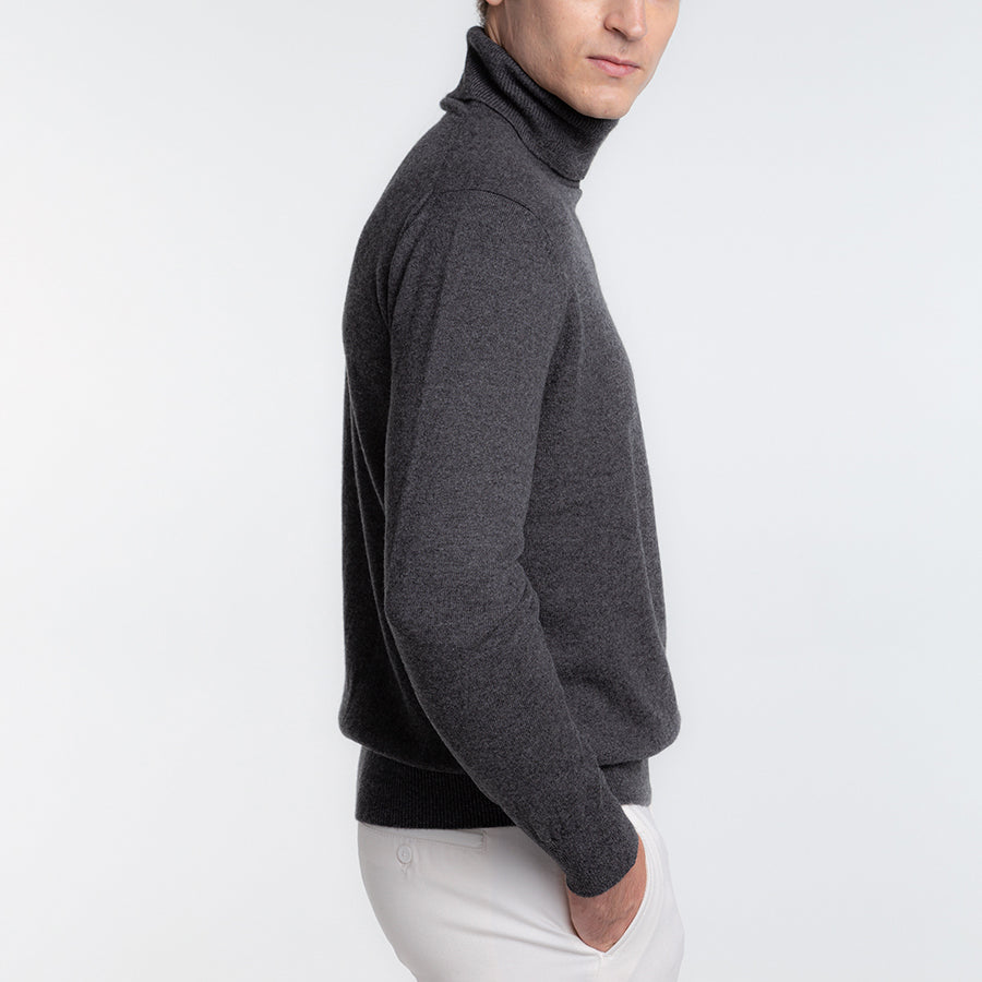 Personalized custom order of men's Japanese luxury cashmere knit turtleneck sweater