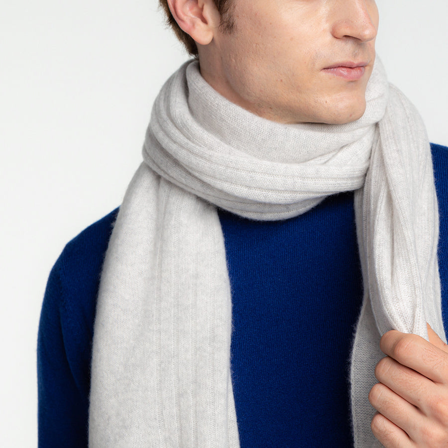 Cashmere knit angel's rib stole (177cm × 63.5cm)
