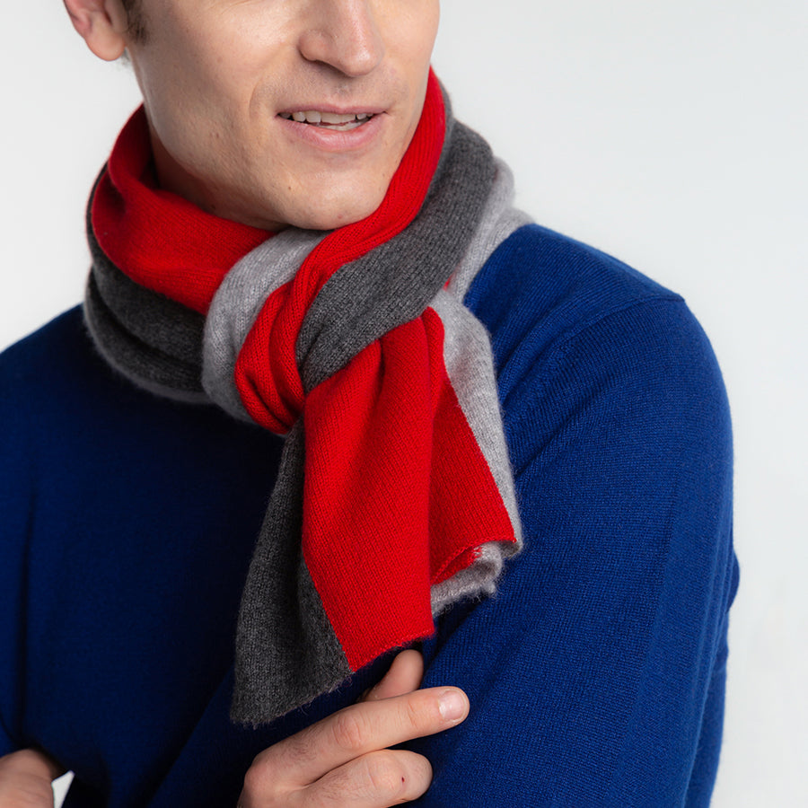 Personalized custom order of men's Japanese luxury cashmere knit stripe stole