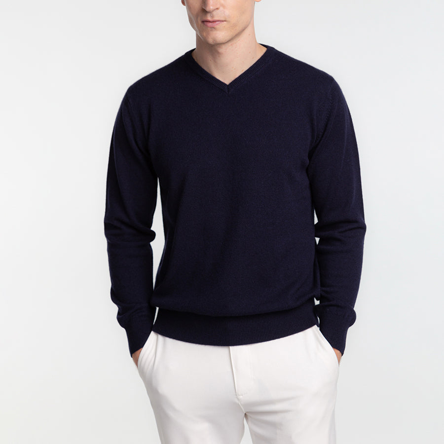 Personalized custom order of men's Japanese luxury cashmere knit v-neck sweater