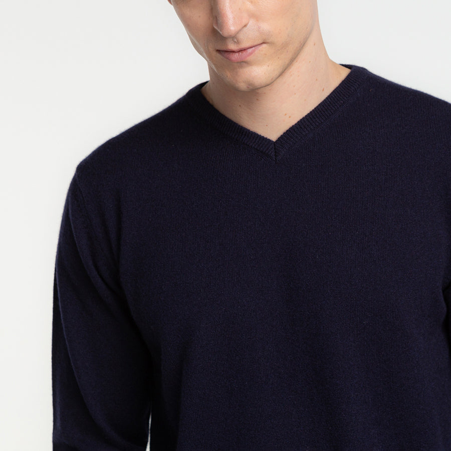 Personalized custom order of men's Japanese luxury cashmere knit v-neck sweater